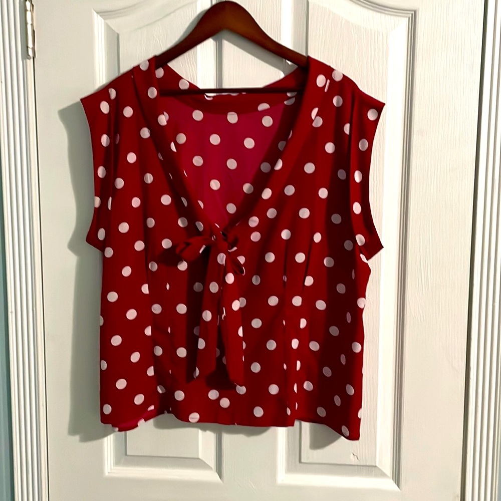Hell Bunny polka dot blouse with tie
